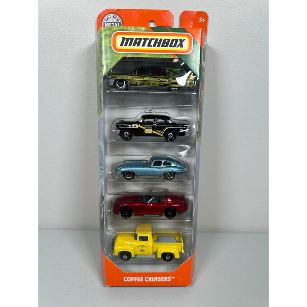 Matchbox 2018 MBX Road Trip Coffee Cruisers Diecast 5 Pack Police Herse FMV34